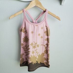 Athleta pink flower print athletic top XS